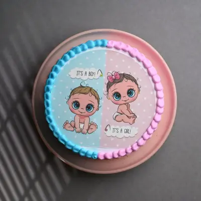 Pink N Blue Baby Shower Theme Cake
