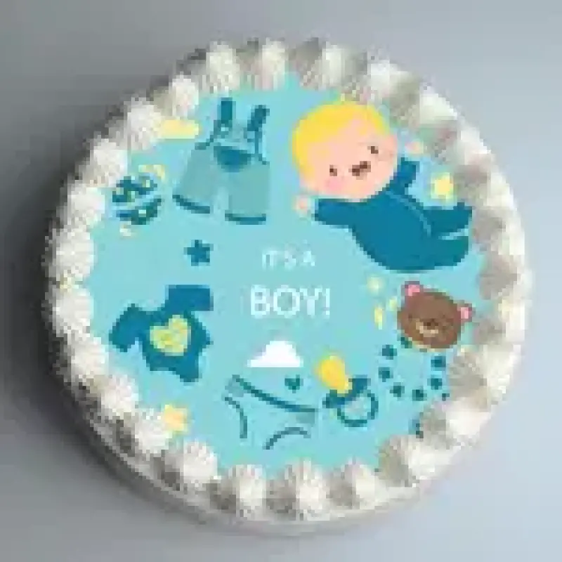 Round Shaped Buttercream Baby Shower Poster Cake